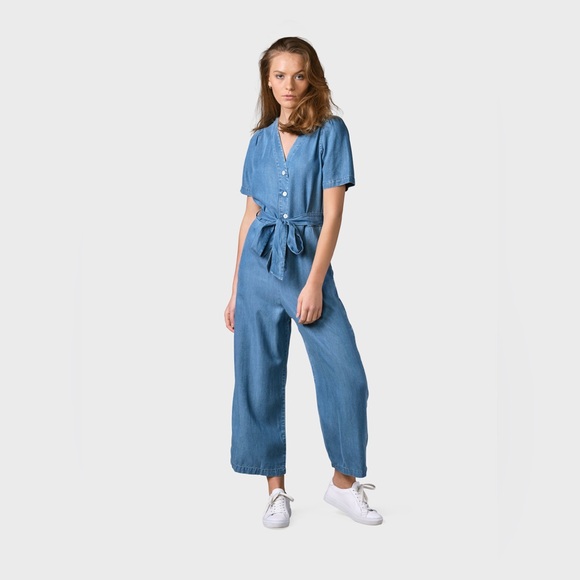 FRNCH Pants - FRENCH Blue Button-Up Jumpsuit